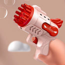 Bubble Guns Toys 12 Holes Electric Bubbles Machine for Kids Play (Pink)