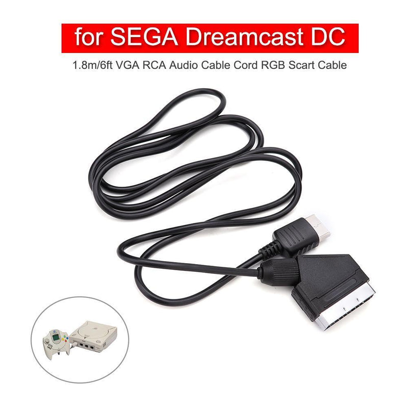 1.8m/6ft VGA RCA Audio Cable Cord RGB Scart Cable for SEGA Dreamcast DC Newly