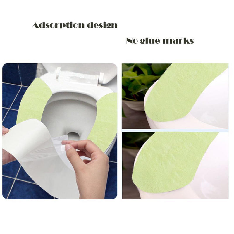 2pcs Floral Printed Toilet Mat Reusable Toilet Seat Cover Bath Decor (Green