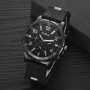 Fashion Men Silicone Strap Wristwatch Quartz Watch Casual Decor (Black)