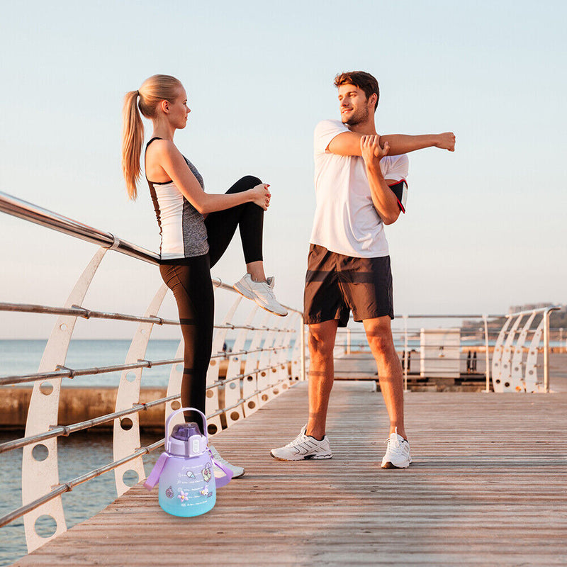 1.3L Large-capacity Water Bottle Outdoor Sports Gradient Cup (Purple Blue) Newly