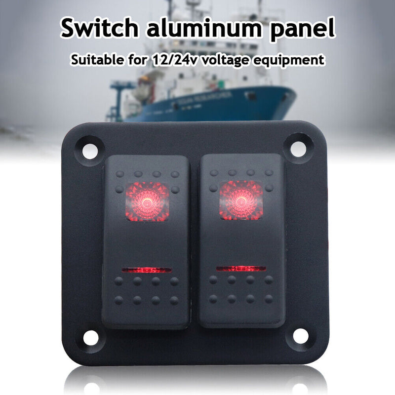 2-Speed Red LED Marine Boat Switch Panel RV Waterproof On-Off 5P Rocker Switch