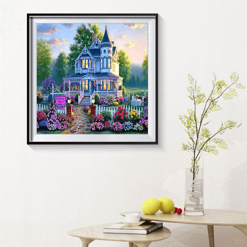 Flower Villa DIY Full Drill Round Diamond Painting Cross Stitch Art Craft Newly