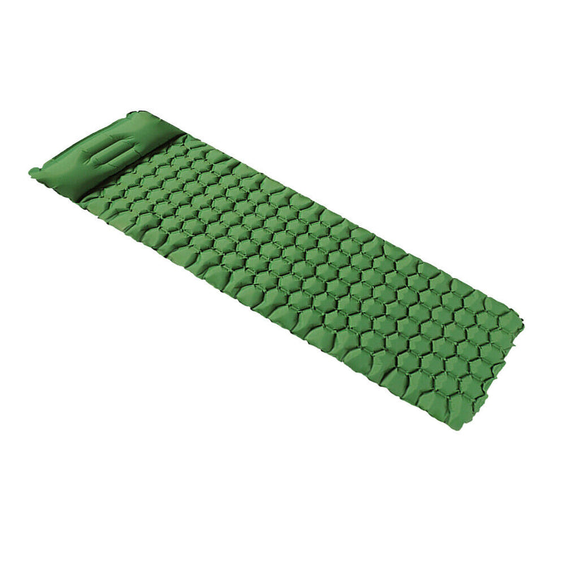Camping Sleep Pad Inflatable Air Mattress Outdoor Beach Cushion (Green) Newly