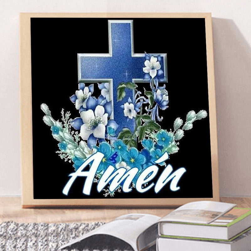 5D DIY Diamond Painting Full Round Drill Flower Cross Wall Decor Rhinestone Art