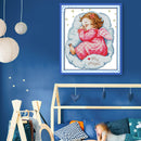14CT 2 Strands 22x28cm DIY Sleeping Angel Baby Full Cross Stitch Kit (Girl)