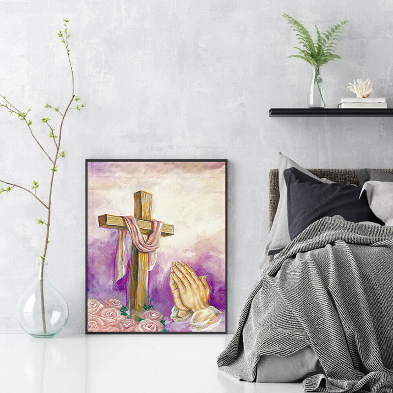 Abstract Cross Oil Paint By Numbers DIY Handpainted on Canvas Wall Art Pict