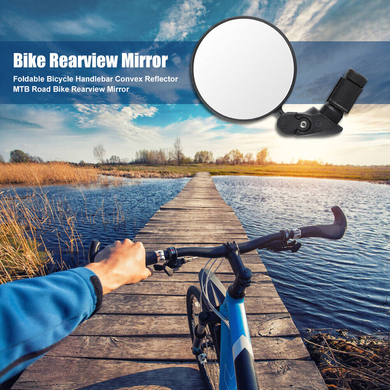 Foldable Bicycle Handlebar Convex Reflector Road Bike Adjustable Rearview Mirror
