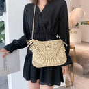 Straw Rattan Weave Shoulder Crossbody Bags Ladies Beach Tassels Handbag Purse