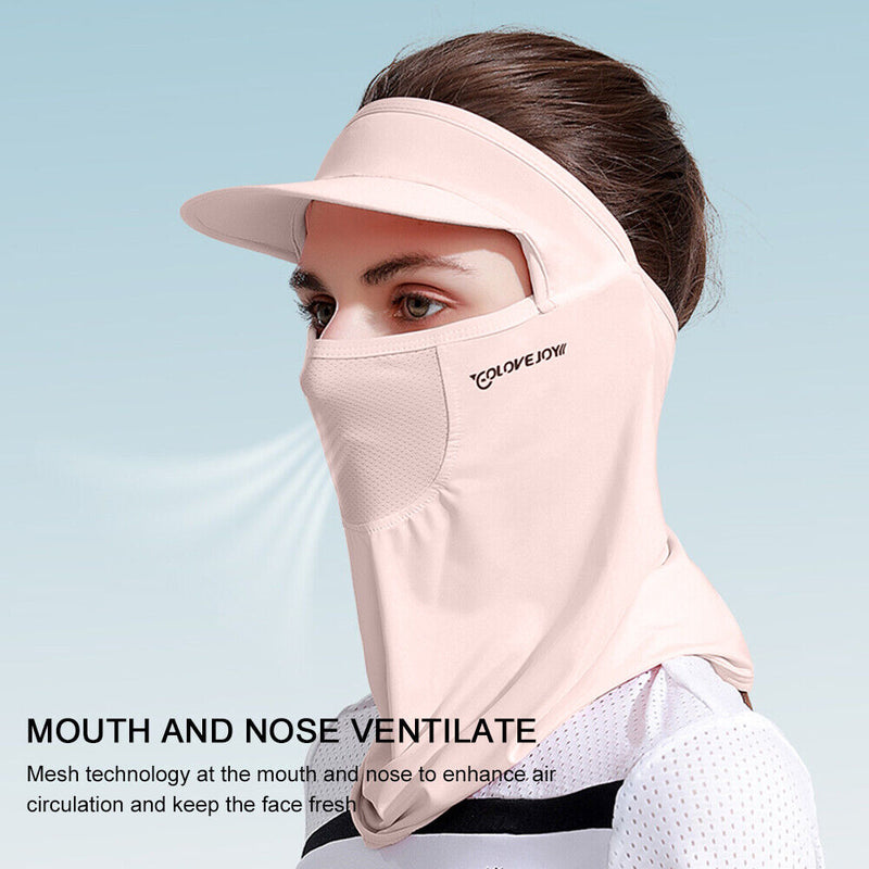 Golf Sun Visor Hat UPF 50+ Ice Silk Face Cover Neck Gaiter for Outdoor Sport