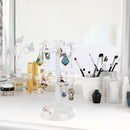 Rotating Jewelry Display Stand Plastic Earrings Rack Necklace Dish (Clear)