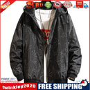 Teenager Boy Long-Sleeves Men Windbreaker Winter Zipper Coat (Black 2XL)