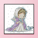 Partial Embroidery Stamped Cross Stitch 14CT DIY Cotton Art Angel with Birds Kit