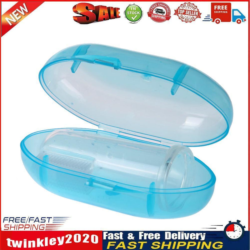 Pet Finger Toothbrush Silicone Dog Tooth Cleaner Cat Teeth Cleaning(Blue) Newly