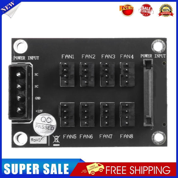 4-Pin or SATA 15-Pin to 8 Way 4-Pin PC Chassis Cooling Fan Splitter Hub