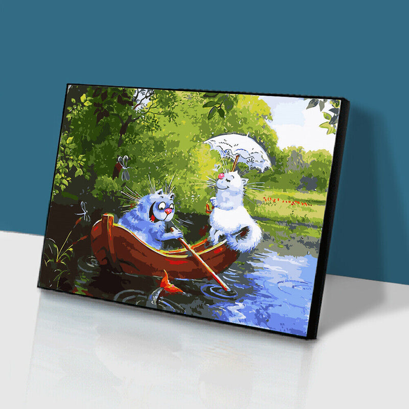 Oil Paint By Numbers Blue Cat Coloring Picture Art Drawing