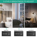 Wooden Digital Alarm Clock White LED Light Bedside USB Battery Voice Control US