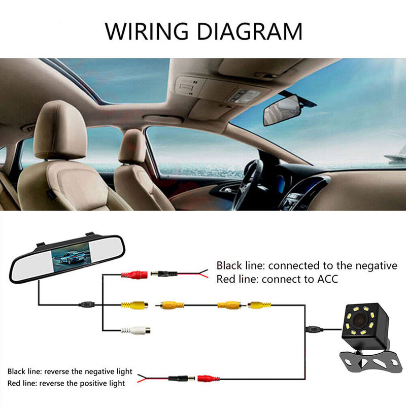 4.3 inch Car Mirror Monitor Auto Parking System with 8LED Rear View Camera Newly