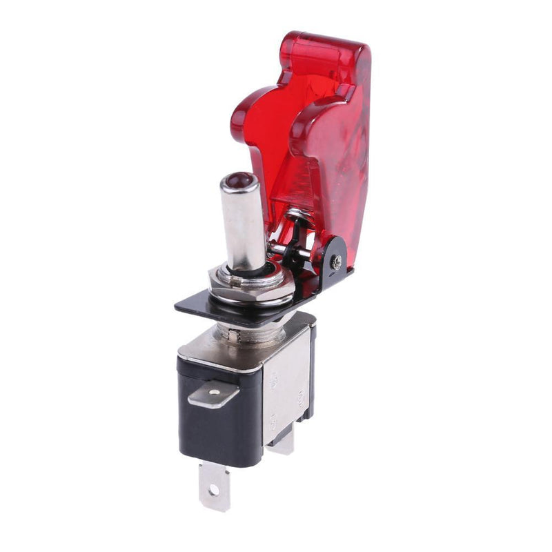 5pcs 12V 20A LED Red Light Cover Racing Car SPST Rocker Tilt Switch Lightest
