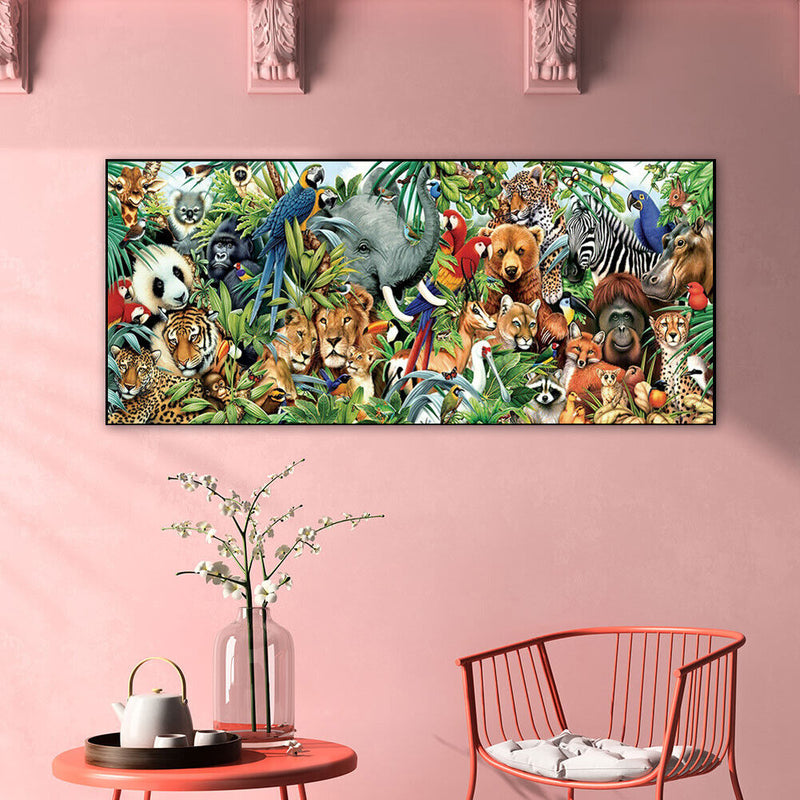 DIY Hand Paint on Canvas Animal Family Oil Picture Drawing Paint By Numbers