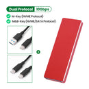 M2 SSD Case Enclosure Box M.2 to USB 3.1 Adapter (C-A+C-C Cable)(Red)