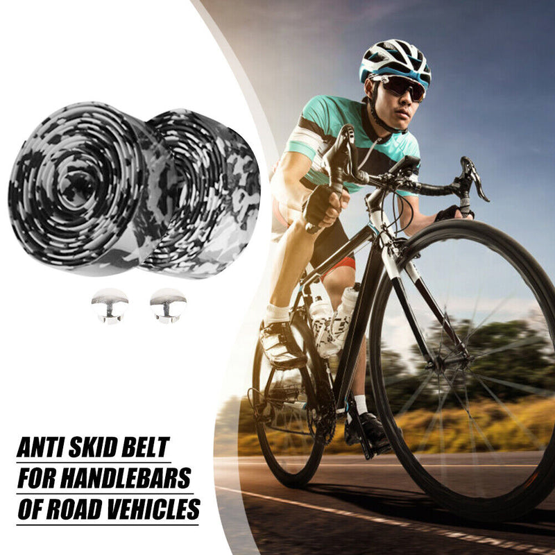 1 Pair Rubber Road Bike Handlebar Tape Plugs Anti-Slip Bicycle Handle Bar B