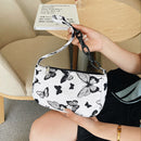 Retro Women Animal Print Underarm Shoulder Bag Small Handbags (Butterfly B)
