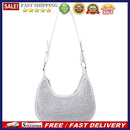 Crescent Diamonds Handbag Women Leather Rhinestones Shoulder Underarm Tote Purse