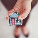 Mini Diamond Painting Four Houses Cross Stitch Mosaic Kit Key Ring Bag Decor