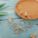 13pcs/set Novelty Women Rhinestone Letter Ring Hollowed Knuckle Rings Jewelry