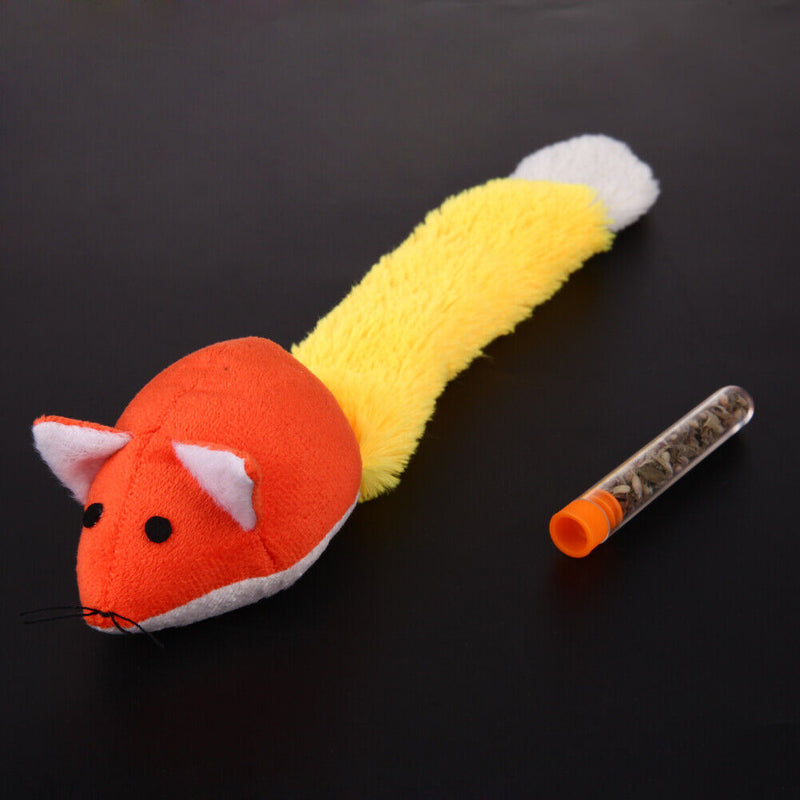 Colorful Plush False Mouse Toys Pet Cat Playing Toys With Mint Tube(Orange)