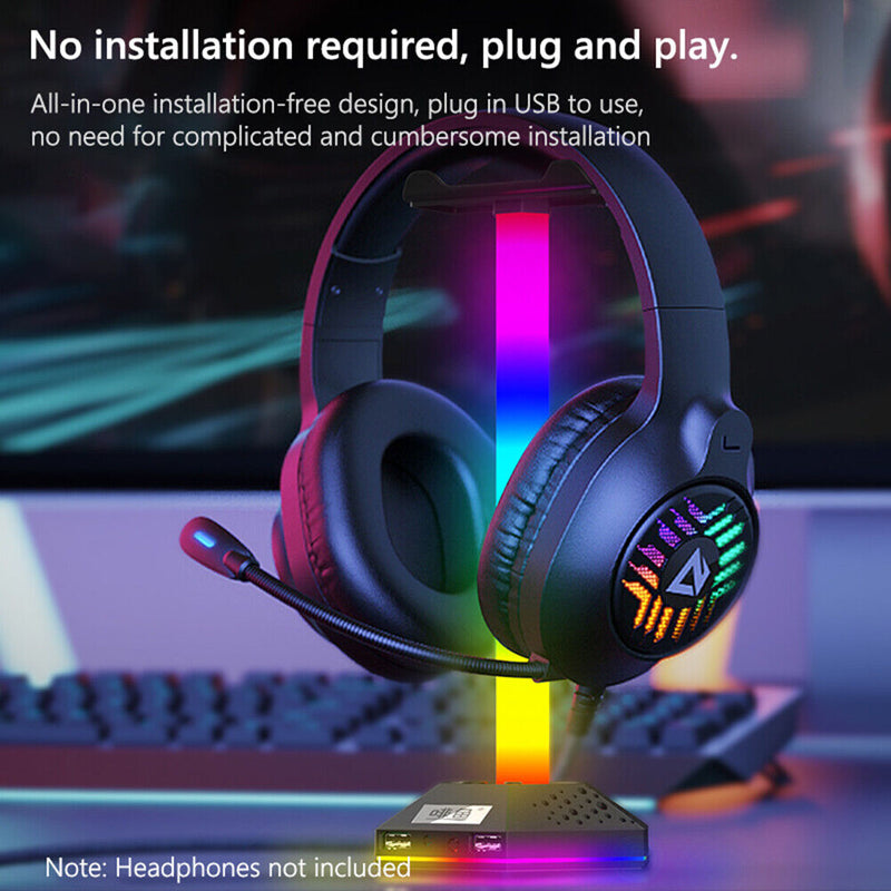 RGB Gaming Headphone Stand Headphones Hanger Dual USB2.0 Expansion Interface