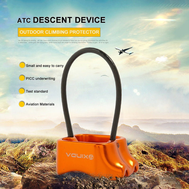 Hiking Descent Device ATC Belay Rappel 25KN Outdoor Rock Climbing Camping T