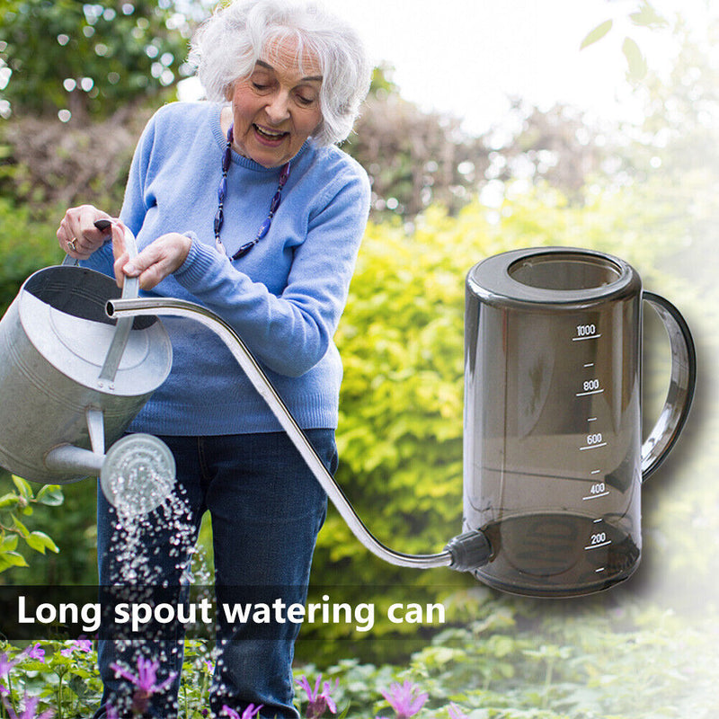 1L Long Mouth Garden Planting Sprinkler Pot Stainless Steel Transparent Watering