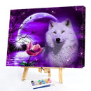 DIY Paint By Number Kit White Wolf Moonlight No Frame for Home Decoration