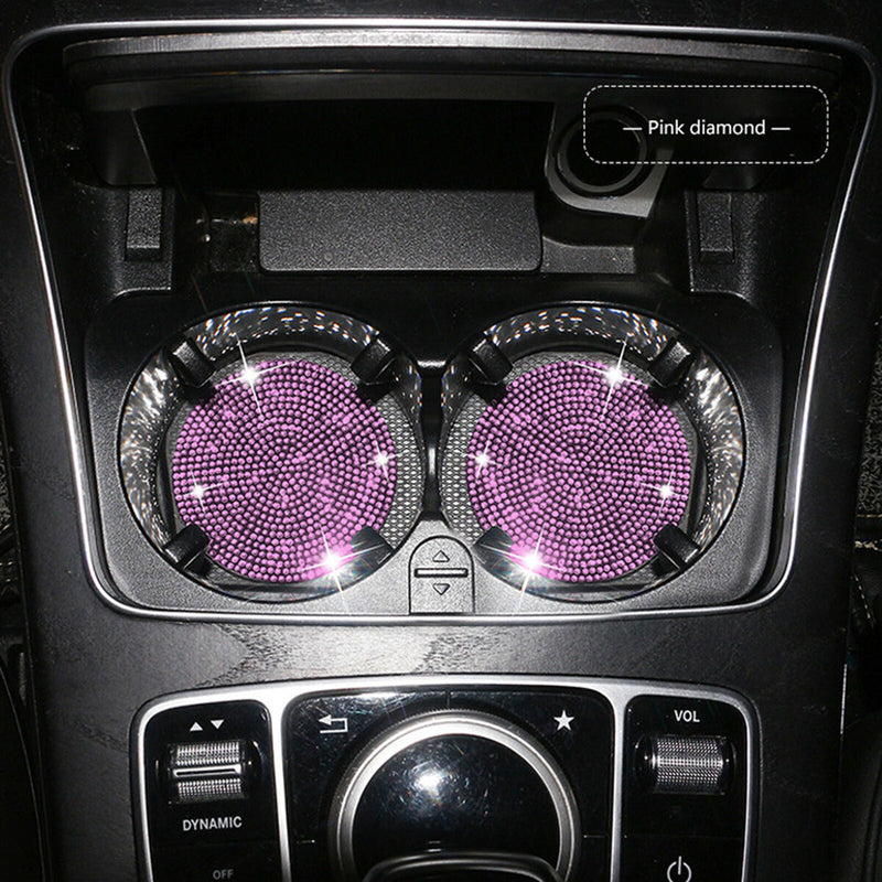 Silicone Round Non-slip Coaster - Car Accessory & Shinning Decor (Pink) Newly