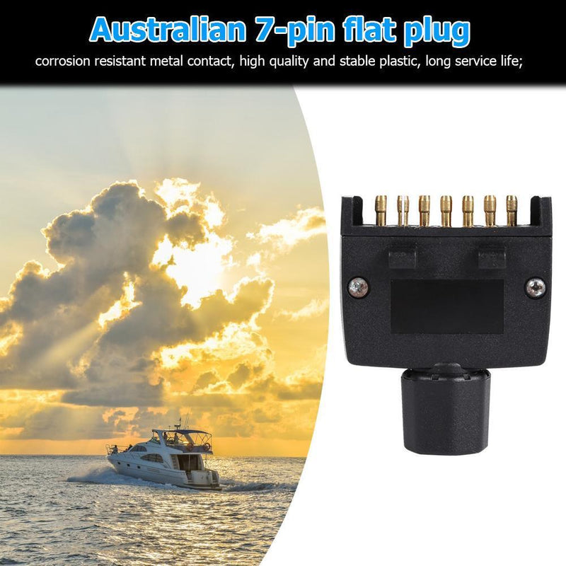 Black 7 Pin Flat AU Trailer Male Plug Socket Connector Adapter for RV Truck