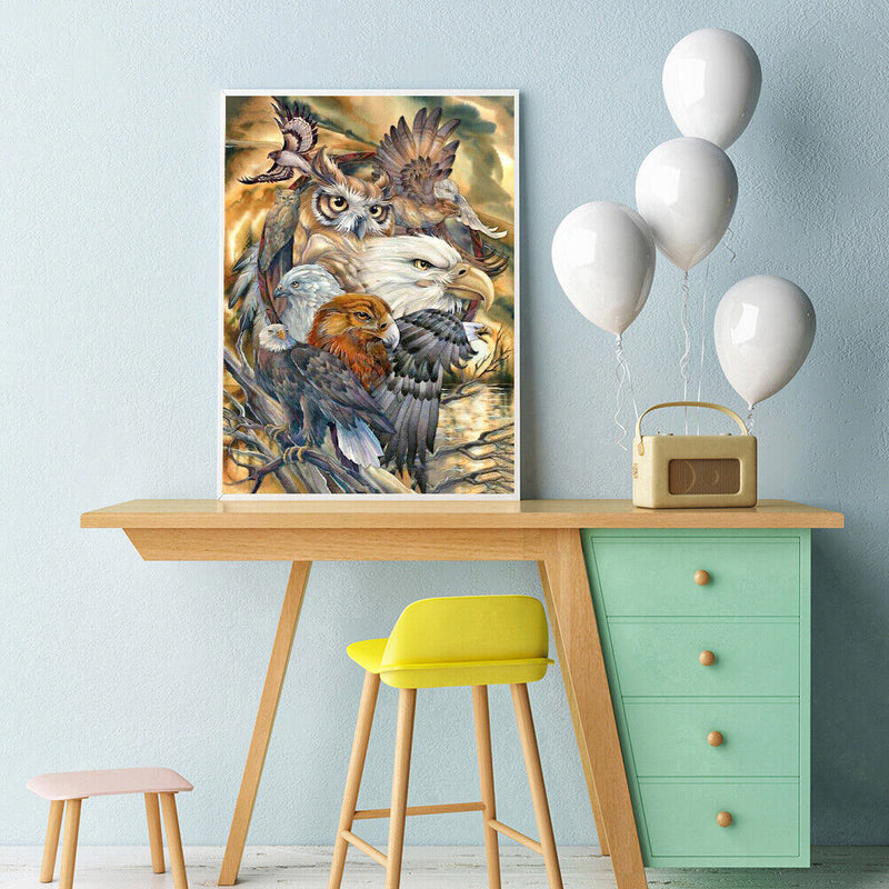 Home Decor Rhinestone Diamond Painting Owl Group Mosaic Drill Point Handicraft