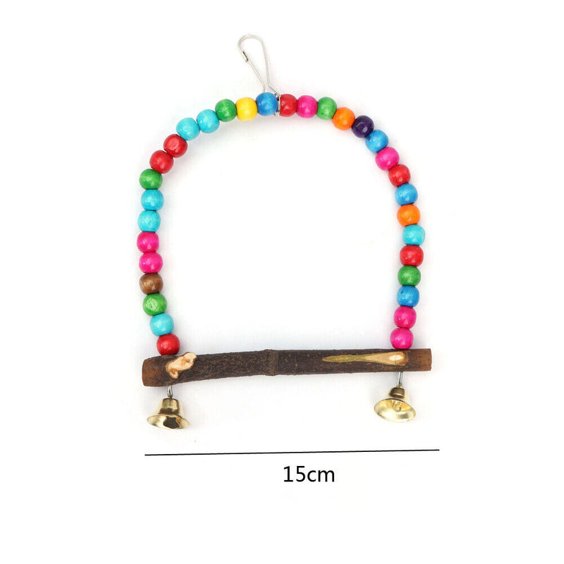 Wooden Bird Parrot Swing Toys Parakeet Cockatiel Lovebird Budgie 15cm
