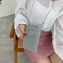 Fashion Women Rhinestone Solid Color Chain Glitter Mini Shoulder Messenger Bag