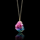 Rainbo Aura Quartz Crystal Pendulum Necklace Pendant B1T3 Crystal Chakra E6H6