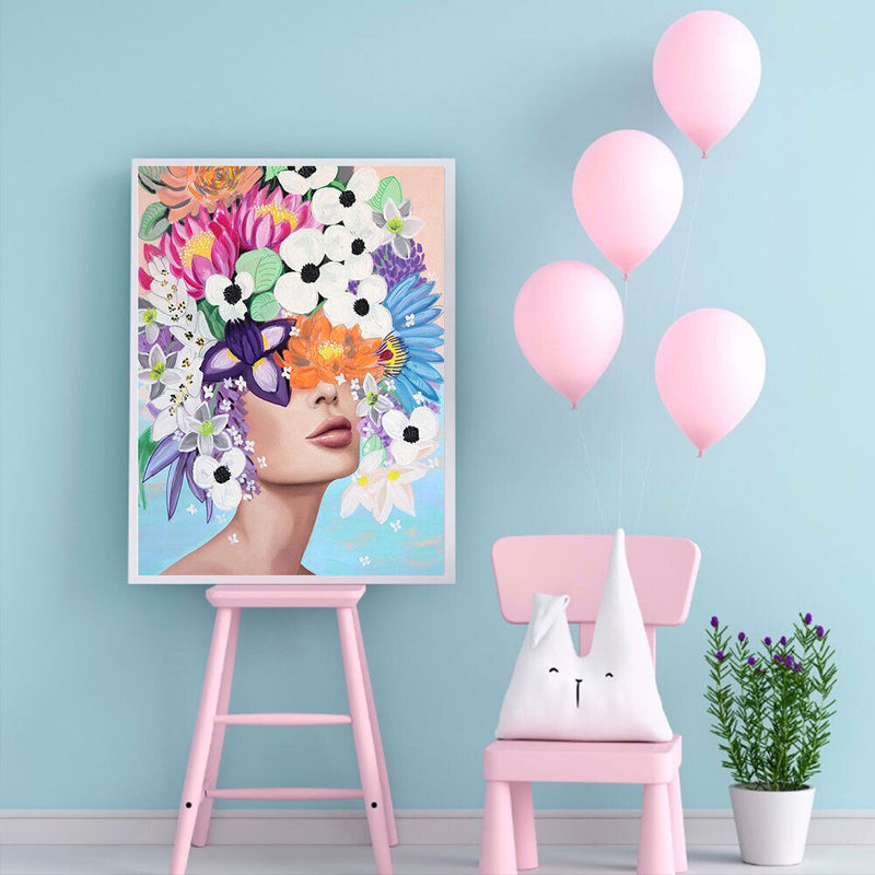 Flower Girl Oil Paint By Numbers Kits Canvas Picture Wall Art DIY Craft