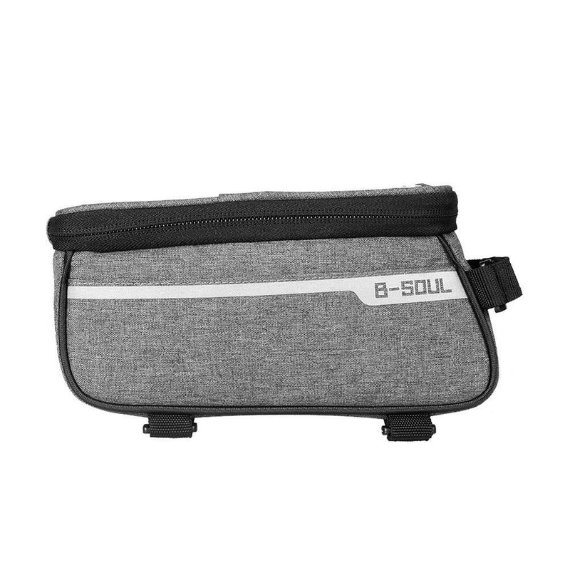 Waterproof Bicycle Front Tube Bag 6in Phone Touch Screen Saddle Bag (Grey) Newly