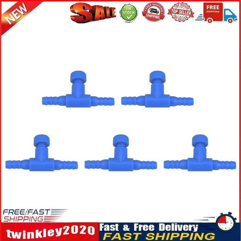 5pcs Aquarium Fish Tank Air Line Flow Control Regulate Valve Switch (Blue) Newly