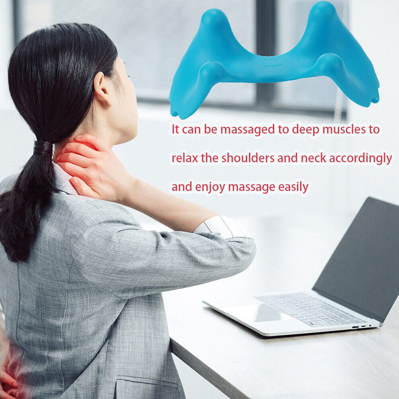 Portable Plastic Manual Cervical Massager Shoulder Head Back Tool (Blue) Newly