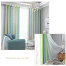 Gradient Hollow Star Curtain Bedroom Full Blackout Window Drapes (Green)