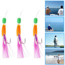 3Pcs Saltwater Hairy Hook Rigging for Herring Fishing Skin Tinsel Feathers Newly