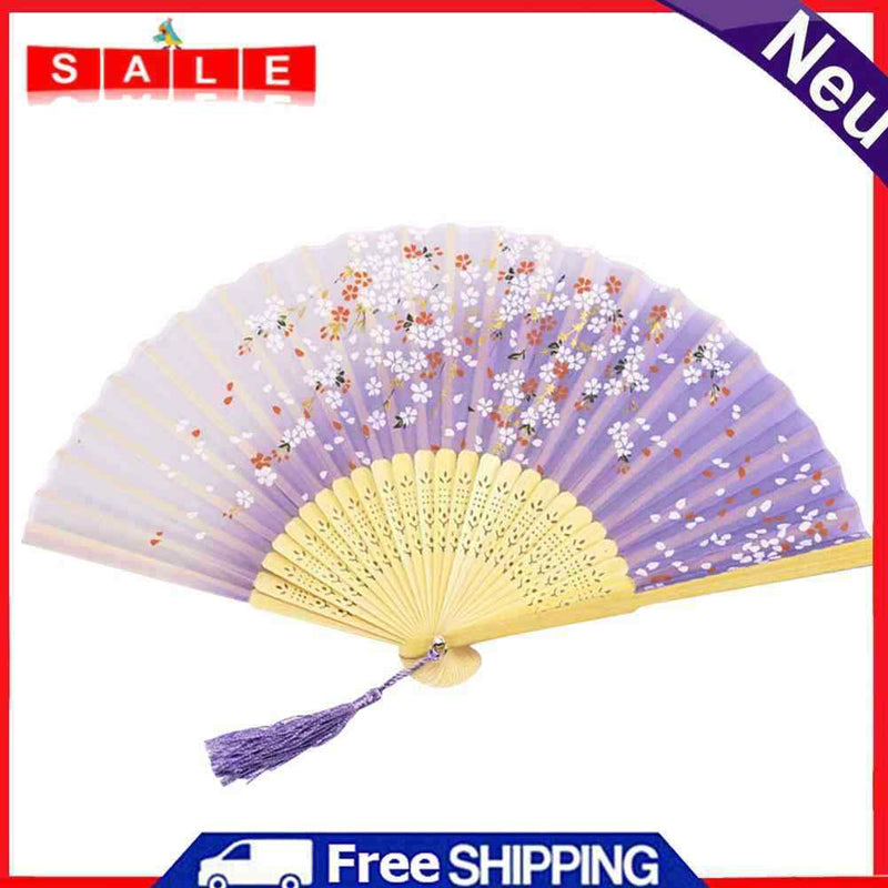 Chinese Style Silk Folding Fan Party Ornaments Dance Hand Fans (Style 2)