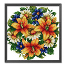 Partial Embroidery Lily Printed Cross Stitch 14CT 2 Strand Cotton Kit Decor