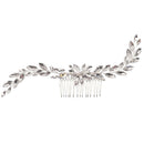 Crown Hair Combs Flower Hair Pin Bridal Hair Ornaments Leaf Crystal Tiara